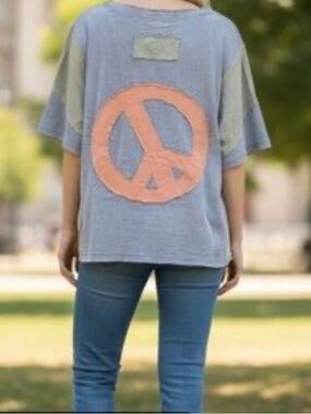 NWT This BlueVelvet L.A. Colorblock Peace Top